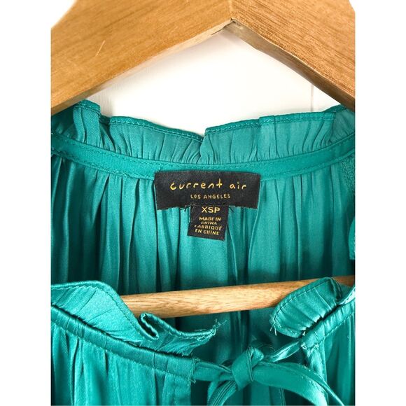 Anthropologie Current Air $138 Alyce Mini Dress Turquoise Blue Green Ruched XSP - Picture 4 of 12